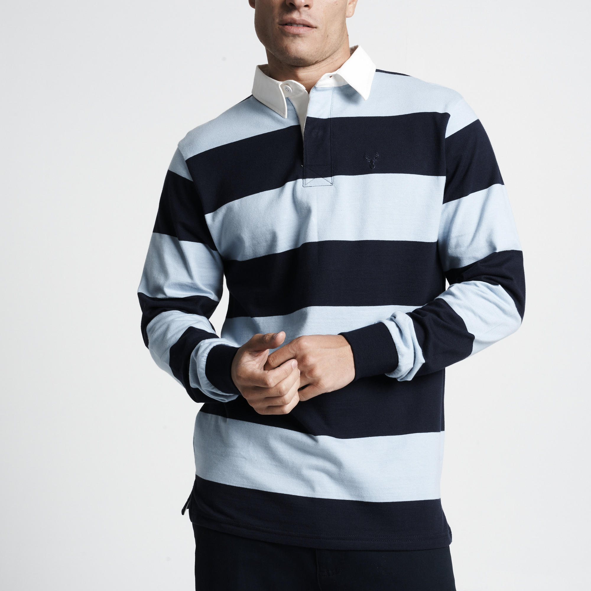 Carabou Rugby Shirt GRSH Navy/Sky(M)